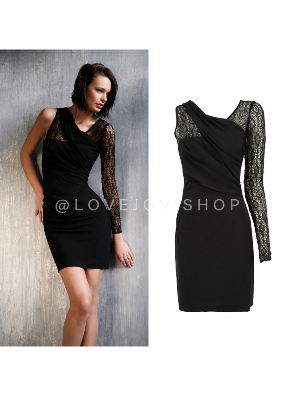 Dress | Helmut Lang Lace On Shoulder Fitted Mini Ruched Avant Garde Cocktail M L